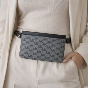 Michael Kors Monogram Gray and Black Belt Bag